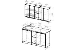 Кухонный гарнитур Ноктюрн нормал, 150 см