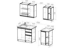 Кухонный гарнитур Ноктюрн медиум, 140 см